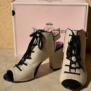 Juicy Couture Women’s Lace Up Peep Toe Heels
